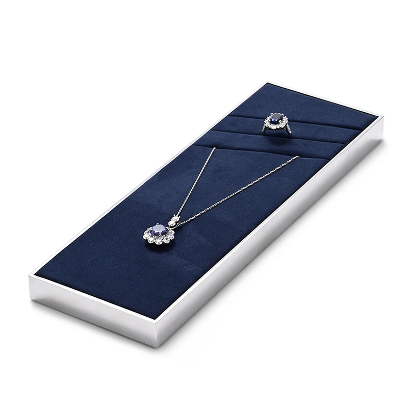 OIRLV new arrival blue microfiber jewelry exhibitor with smoonth matel :JS113