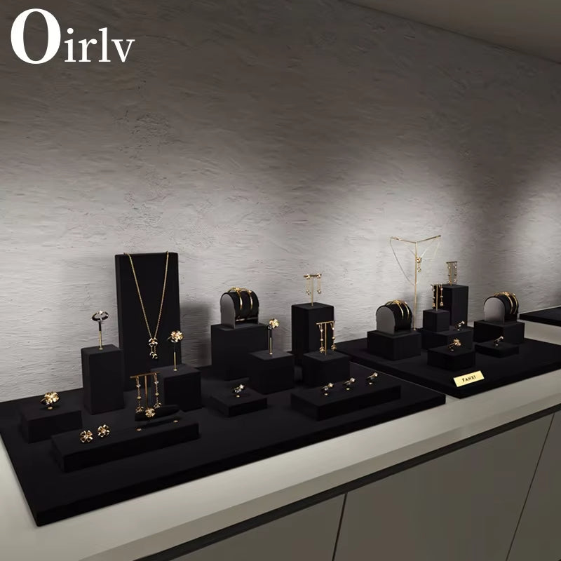 High end Black Microfiber jewelry display stand set:TT365