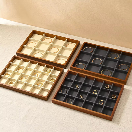 Stackable Solid Wood Jewelry Storage Display Tray P049