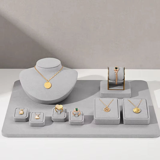 High end Gray Microfiber jewellery display set:TT308