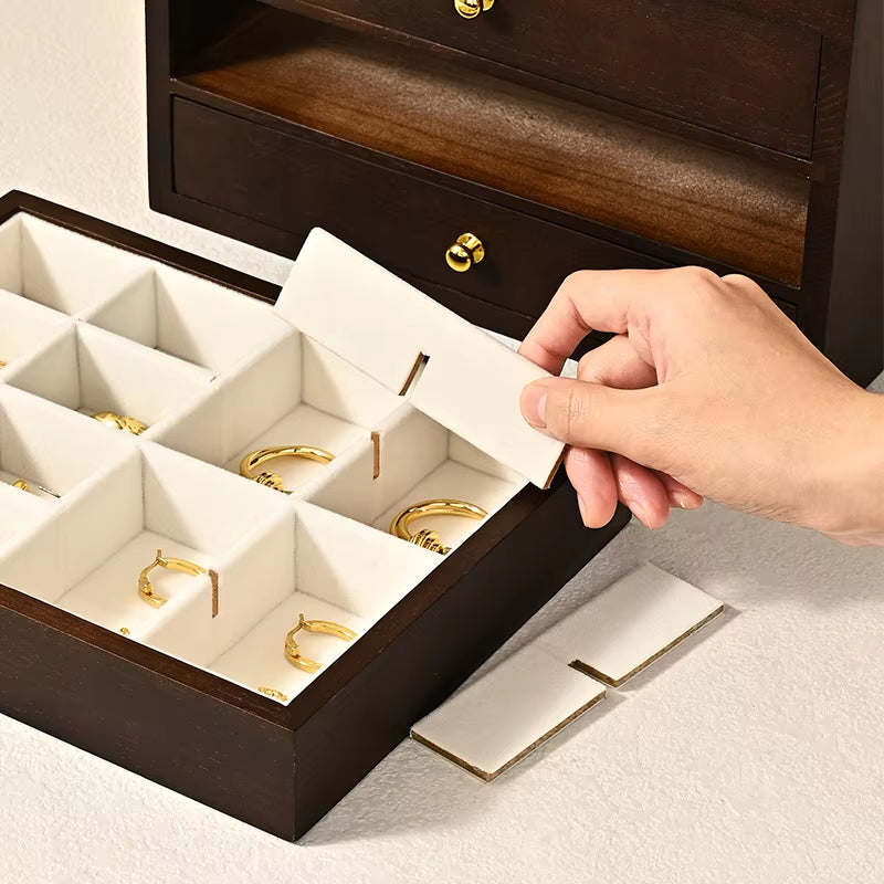 Oirlv Wooden Jewelry Storage Box Multi-layer Jewelry Organizer Box