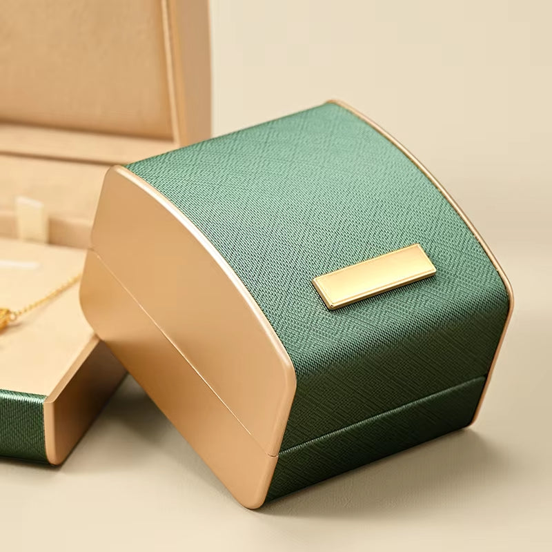 Green acrylic and leather Jewelry box:H177