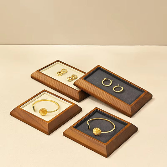 Cream White Rectangle Wood Jewelry Tray for Showcase Display SM090