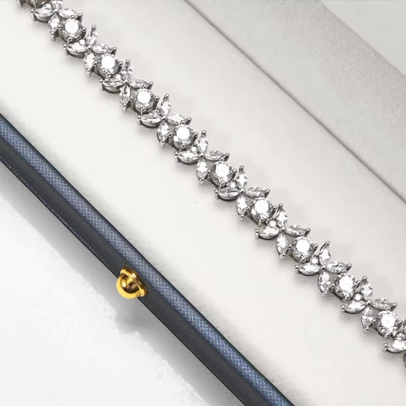 Steel Blue PU Leather Bracelet Chain Box H069