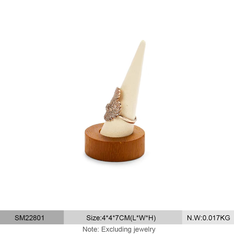 Oirlv Wooden Ring Holder Cone-shaped Ring Display Stand :SM228