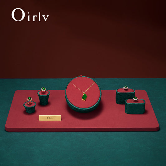 OIRLV factory Red Microfiber and leather Jewelry display set :TT455