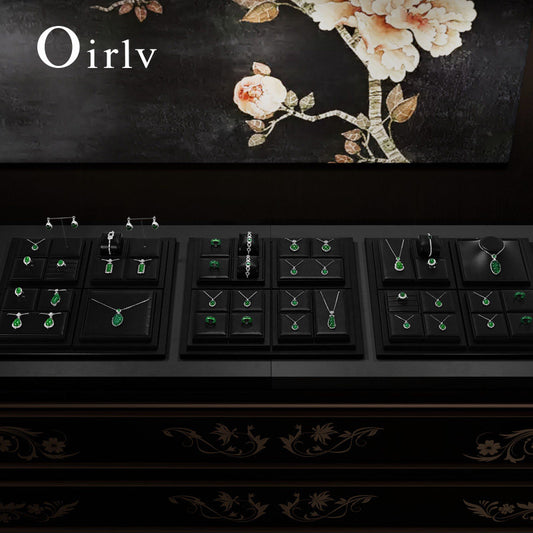 OIRLV Luxury Black leather Jewelry display set : TT275