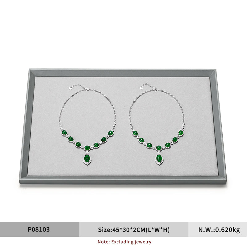 Gray PU Leather Microfiber Jewelry Display Tray P081