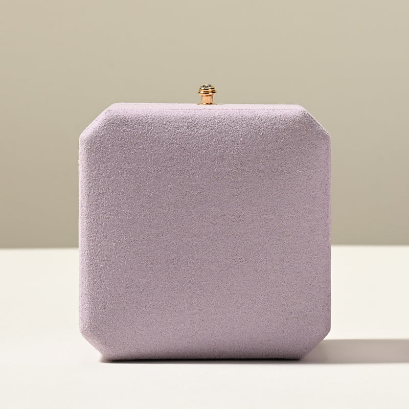 Oirlv Fashion Jewelry Box Ring Box Double Purple Wedding Ring Box:H180