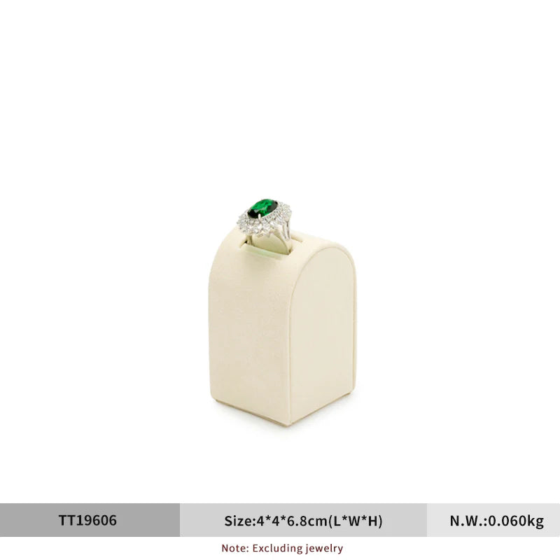 Beige Microfiber Ring Earring Necklace Watch Jewelry Display Set TT196