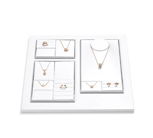 OIRLV factory white PU leather jewelry exhibitors with metal structure : TT263