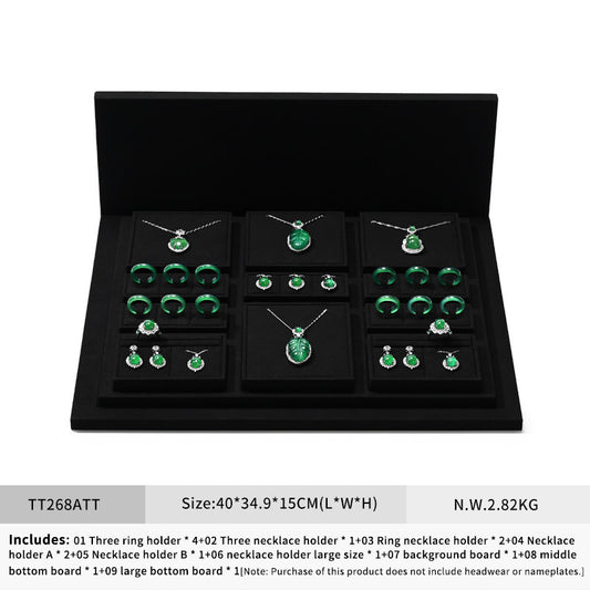 OIRLV black microfiber wooden jewelry display:TT268