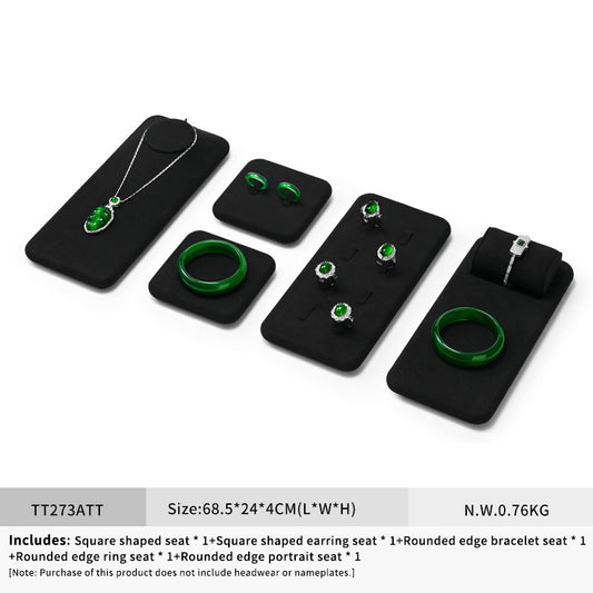 OIRLV luxury black colour microfiber jewelry display set :TT273