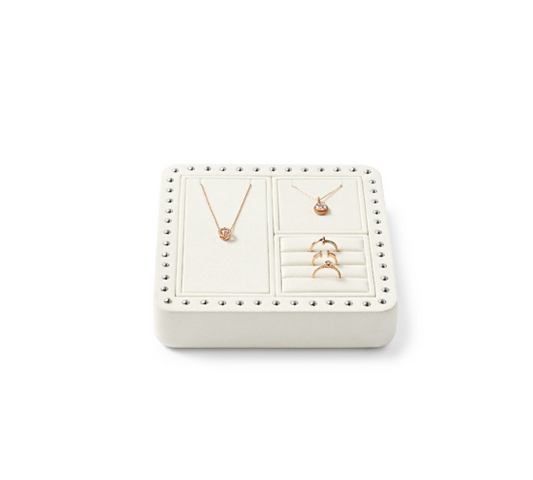 custom cream colour microfiber material jewelry display stand set :TT336
