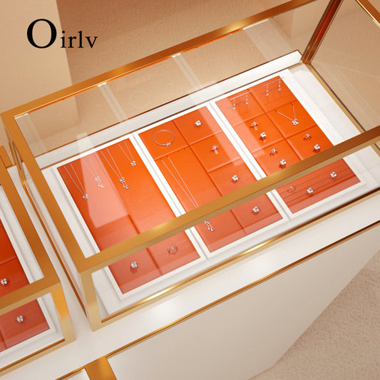 Orange PU Leather Ring Jewelry Holder Set TT158