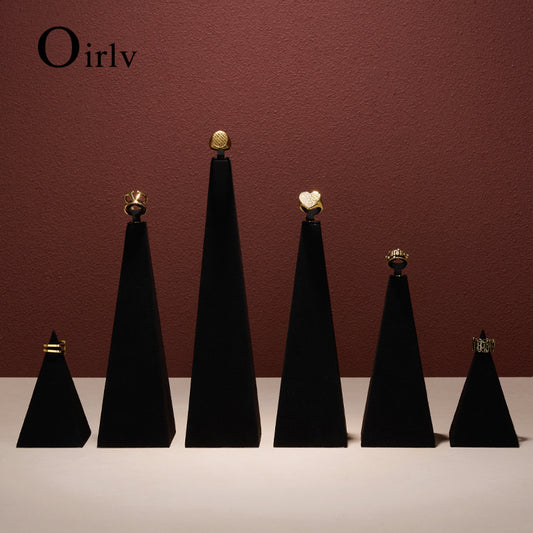 Black Microfiber Metal Ring Jewelry Display Stand TT130