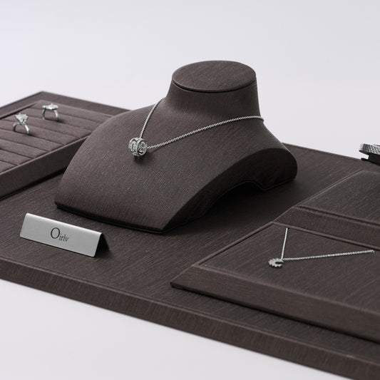 Coffee PU Leather Jewelry Display Set TT153