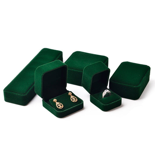 Dark Green Round Corner Velvet Necklace Pendant Gift Box H070