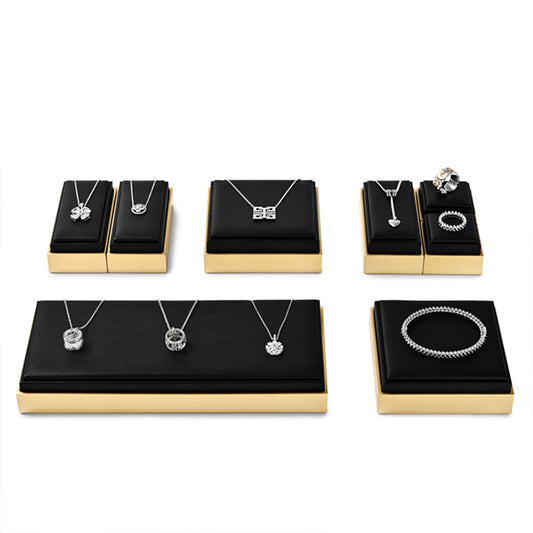 Black Leatherette Jewelry Stand Showcase