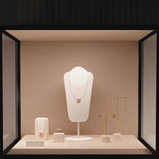 Elegant Microfiber Necklace Bust with Metal Base RX066 - Restocking