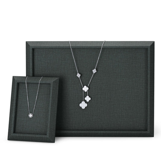 Dark Green PU Leather Necklace Jewelry Tray