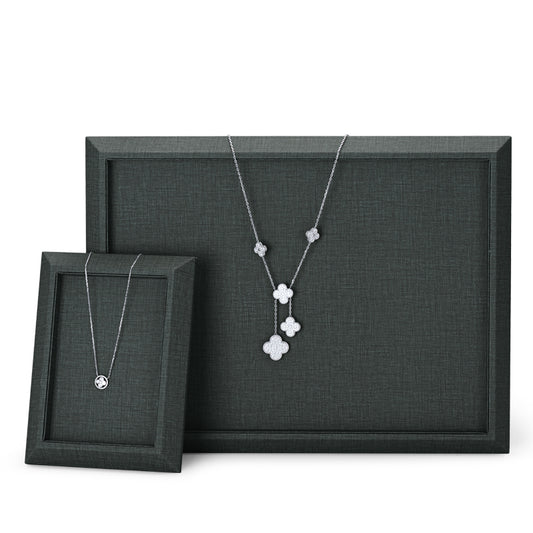Dark Green PU Leather Necklace Jewelry Tray