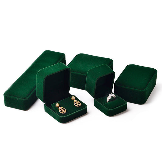 Dark Green Round Corner Velvet Bangle Gift Box H070