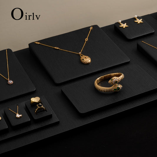 Black PU Leather Necklace Bracelet Holder Display Set TT174