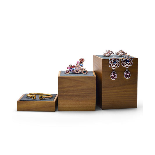 Wood Square Column Window Counter Riser Display, Set of 3 SM051