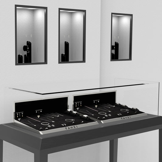 Black Microfiber Beveled Jewelry Display Set TT15001