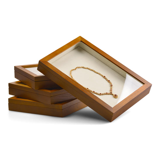 Wood Jewelry Display Tray With Transparent Cover X025