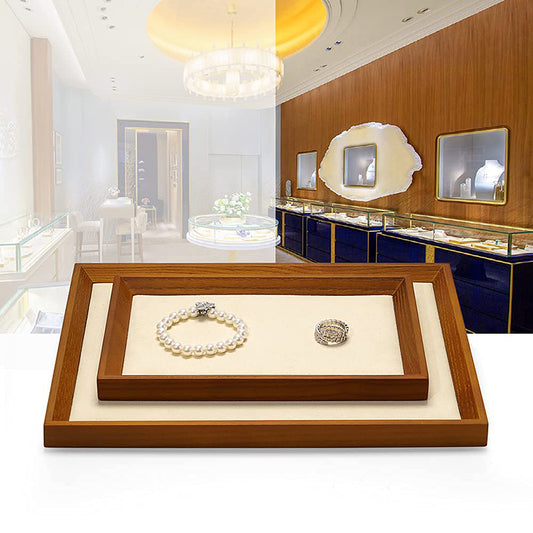 Cream White Wood Small Flat Jewelry Tray SM11501