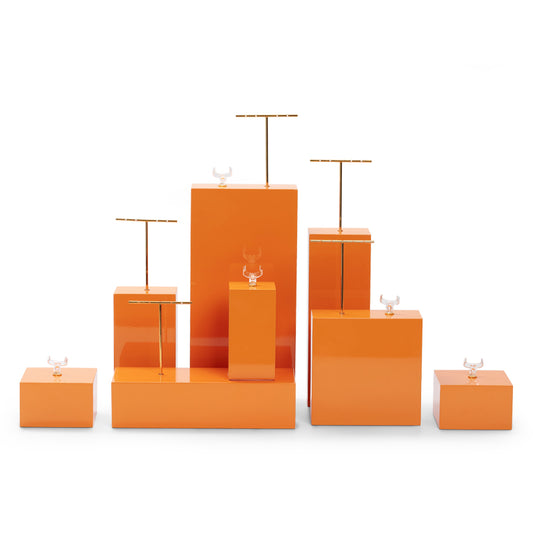 Orange Solid Wood Ring Earrings Jewelry Stand SM201