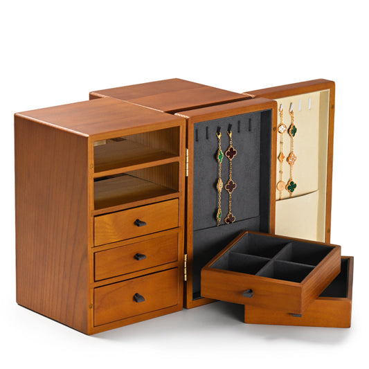 Solid Wood Jewelry Storage Case With 5 Drawer Design X037