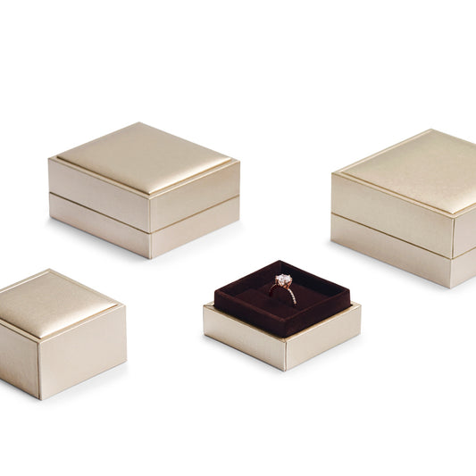 Champagne Leather Paper Jewelry Box H132
