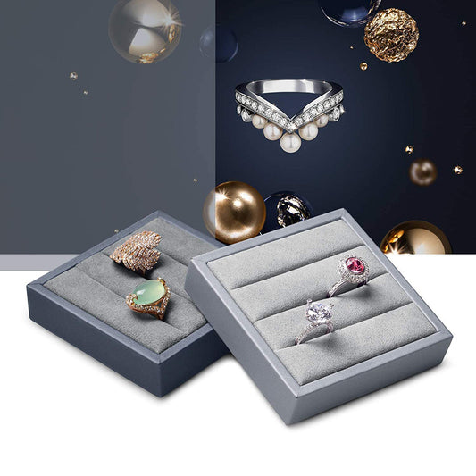 Dark Gray Premium Leather Ring Display Stand PU05302