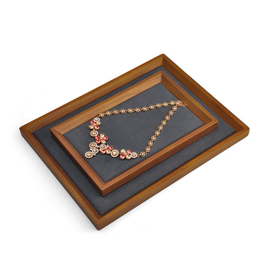 Solid Wood Flat Microfiber Jewelry Display Tray SM115