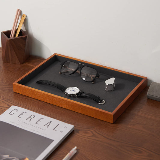 Dark Gray Wood Flat Stackable Jewelry Tray P04902