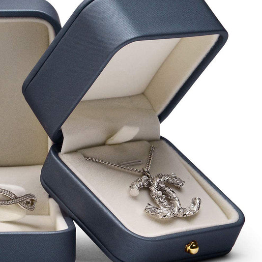 Steel Blue Premium Leather Necklace Pendant Gift Box H06902