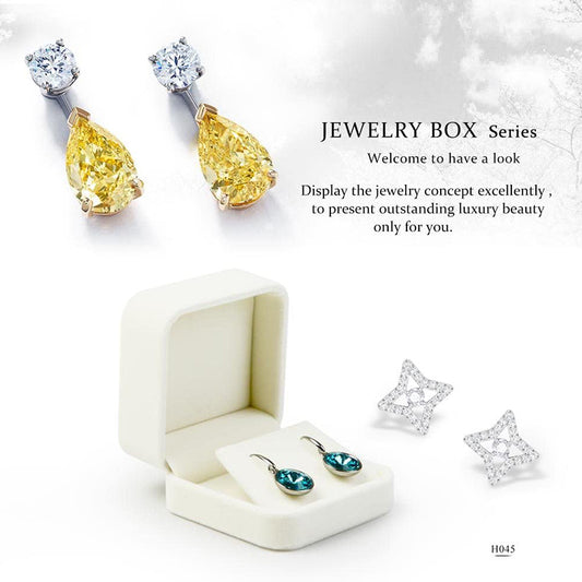 White Velvet Anniversry Earring Box H04502