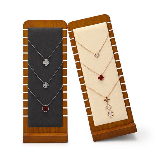 Solid Wood Microfiber Necklace Display Stand SM030