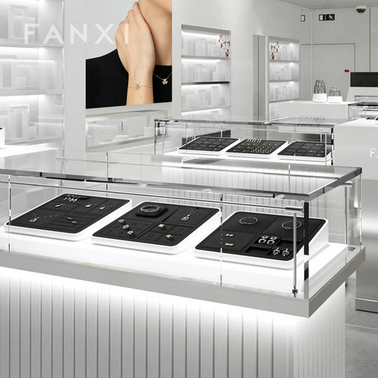 Luxury Microfiber Black Ring Necklace Pendant Earring Display Tray P137