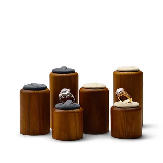 Wood Cylindrical Ring Display Stand, Set of 3 SM066