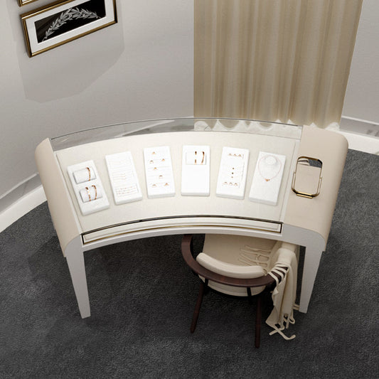 White PU Leather Ring Necklace Tray Display Set TT171