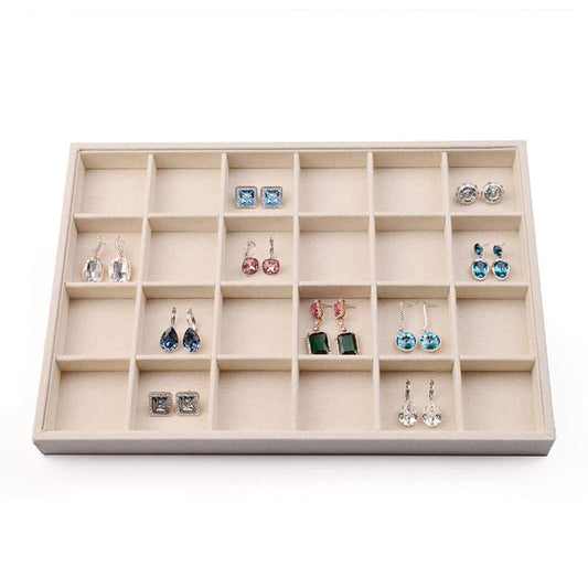 Linen Stackable Jewelry Display Tray 24 Girds P00203