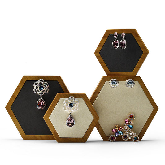 Hexagon Wood Earring Display Stand, Set of 2 SM038