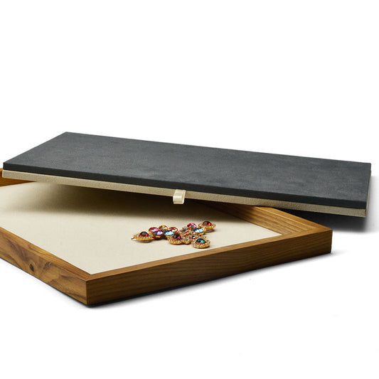 Wood Jewelry Display Tray With 2 Colors Reversible Pad SM057