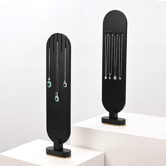 Black Leather Magnetic Suction Ring Necklace Jewelry Display Set TT159