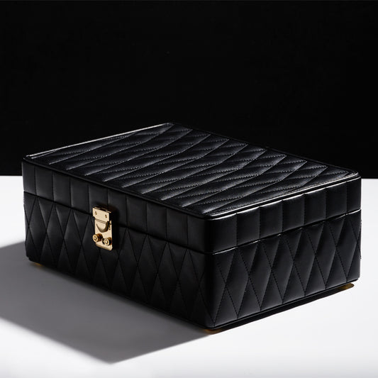 Black Leather Jewelry Display Case X051 - Restocking