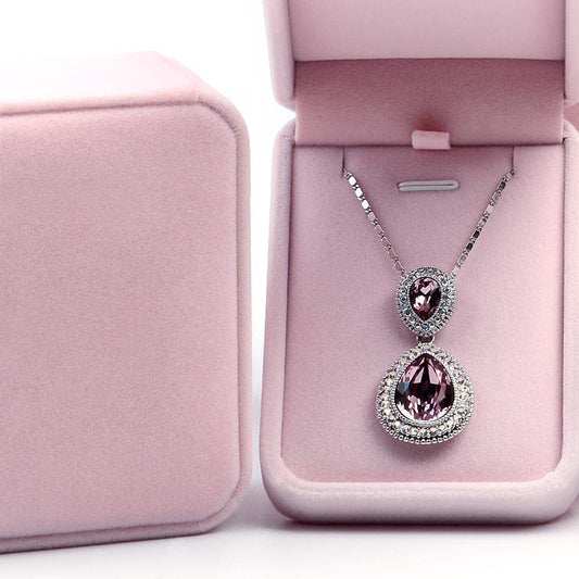Pink Velvet Necklace Pendant Gift Box H00803
